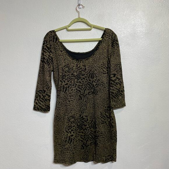 Cecico Gold Cheetah Print Bodycon Dress Sz L - Picture 8 of 10